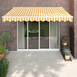 vidaXL Copertină retractabilă automată, galben și alb, 3x2,5 m vidaXL Copertină retractabilă automată, galben și alb, 3x2,5 m