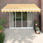 vidaXL Copertina automată retractabilă, galben și alb, 3,5x2,5 m vidaXL Copertina automată retractabilă, galben și alb, 3,5x2,5 m