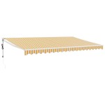 vidaXL Copertină retractabilă automată, galben și alb, 5x3 m