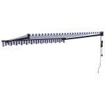 vidaXL Copertină retractabilă automată, albastru și alb, 3x2,5 m