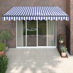 vidaXL Copertina automată retractabilă, albastru și alb, 3,5x2,5 m vidaXL Copertina automată retractabilă, albastru și alb, 3,5x2,5 m