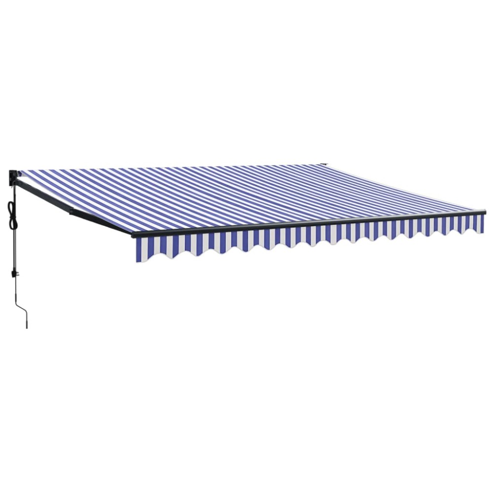 vidaXL Copertină retractabilă automată, albastru și alb, 4x3 m