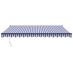 vidaXL Copertină retractabilă automată, albastru și alb, 4x3 m