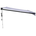 vidaXL Copertină retractabilă automată, albastru și alb, 4x3 m