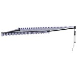 vidaXL Copertină retractabilă automată, albastru și alb, 4x3 m