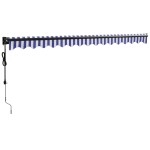 vidaXL Copertină retractabilă automată, albastru și alb, 4x3 m