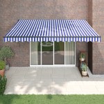 vidaXL Copertină retractabilă automată, albastru și alb, 4,5x3 m vidaXL Copertină retractabilă automată, albastru și alb, 4,5x3 m