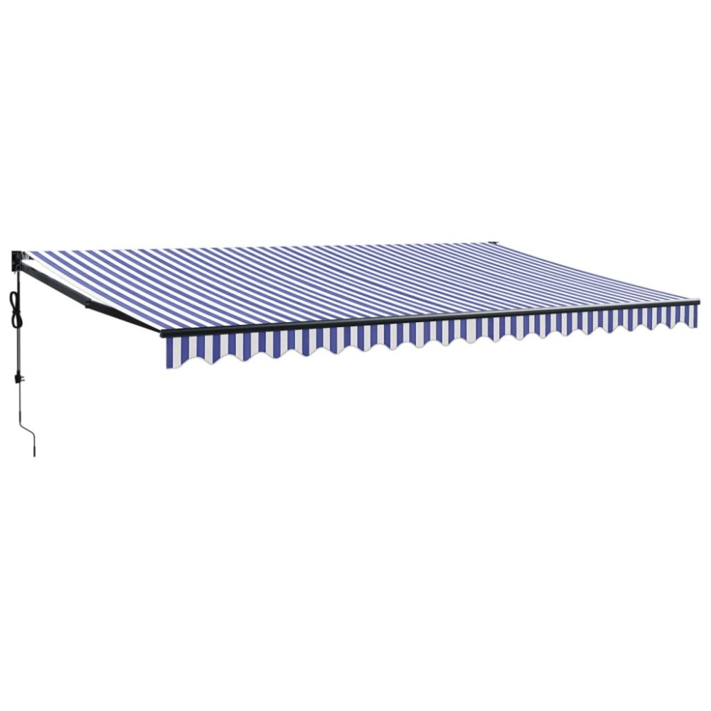 vidaXL Copertină retractabilă automată, albastru și alb, 5x3 m