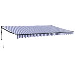 vidaXL Copertină retractabilă automată, albastru și alb, 5x3 m
