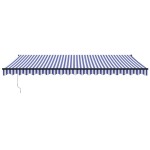 vidaXL Copertină retractabilă automată, albastru și alb, 5x3 m