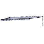 vidaXL Copertină retractabilă automată, albastru și alb, 5x3 m