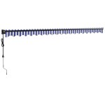 vidaXL Copertină retractabilă automată, albastru și alb, 5x3 m