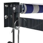 vidaXL Copertină retractabilă automată, albastru și alb, 5x3 m