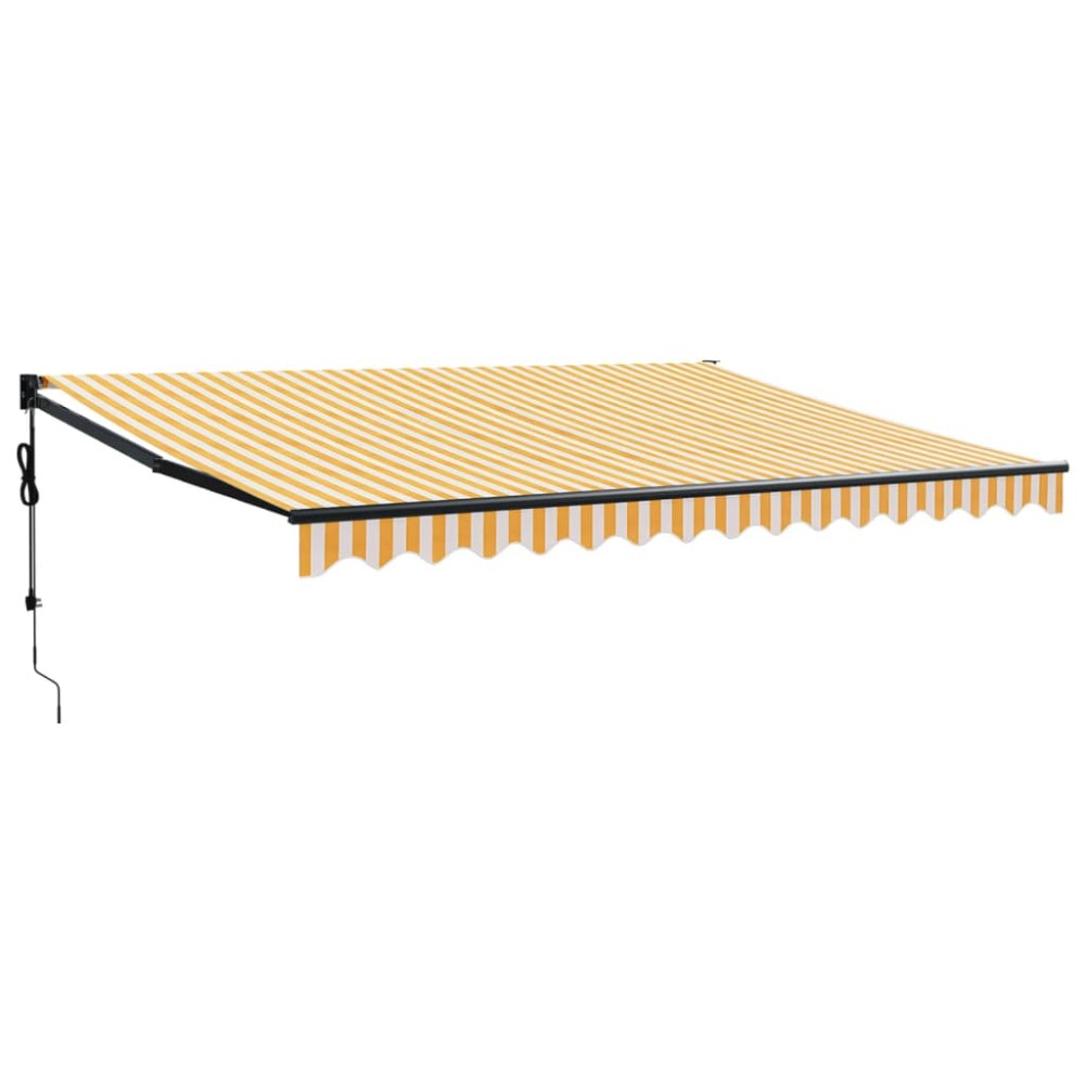 vidaXL Copertină retractabilă automată, galben și alb, 4x3 m