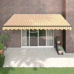 vidaXL Copertină retractabilă automată, galben și alb, 4x3 m vidaXL Copertină retractabilă automată, galben și alb, 4x3 m