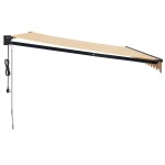 vidaXL Copertină retractabilă automată, galben și alb, 4x3 m vidaXL Copertină retractabilă automată, galben și alb, 4x3 m