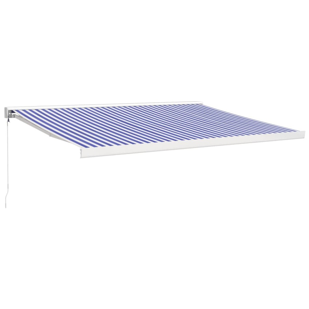 vidaXL Copertină retractabilă albastru/alb, 4x3 m, textil/aluminiu