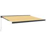 vidaXL Copertină retractabilă, galben/alb, 4,5x3 m, textil/aluminiu