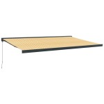 vidaXL Copertină retractabilă, galben/alb, 5x3 m, textil/aluminiu