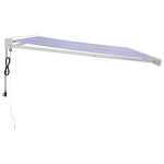 vidaXL Copertină retractabilă albastru/alb, 4x3 m, textil/aluminiu
