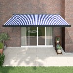 vidaXL Copertină retractabilă albastru/alb, 4x3 m, textil/aluminiu