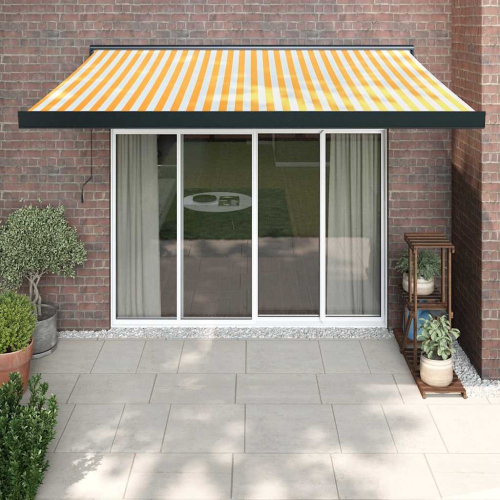 vidaXL Copertină retractabilă, galben/alb, 3,5x2,5 m, textil/aluminiu