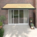 vidaXL Copertină retractabilă, galben/alb, 3,5x2,5 m, textil/aluminiu