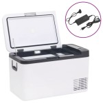 vidaXL Cutie frigorifică cu mâner și adaptor negru&alb 25 L PP și PE vidaXL Cutie frigorifică cu mâner și adaptor negru&alb 25 L PP și PE