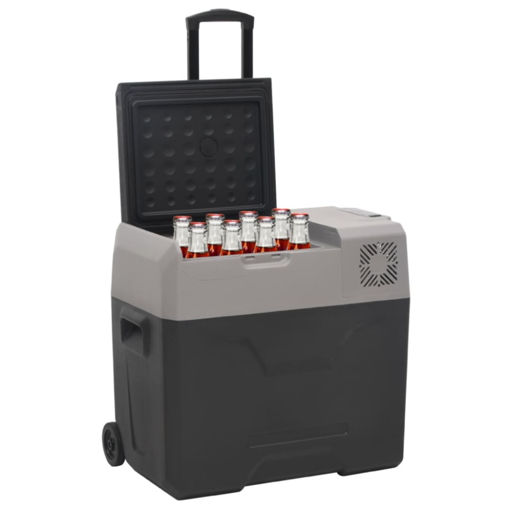 vidaXL Ladă frigorifică cu roată&adaptor 40 L negru&gri polipropilenă