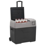 vidaXL Ladă frigorifică cu roată&adaptor 50 L negru/gri polipropilenă vidaXL Ladă frigorifică cu roată&adaptor 50 L negru/gri polipropilenă