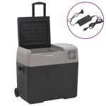 vidaXL Ladă frigorifică cu roată&adaptor 50 L negru/gri polipropilenă vidaXL Ladă frigorifică cu roată&adaptor 50 L negru/gri polipropilenă