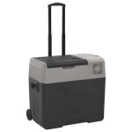 vidaXL Ladă frigorifică cu roată&adaptor 50 L negru/gri polipropilenă vidaXL Ladă frigorifică cu roată&adaptor 50 L negru/gri polipropilenă
