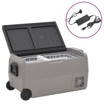 vidaXL Ladă frigorifică cu roată și adaptor, 36 L, negru&gri, PP & PE vidaXL Ladă frigorifică cu roată și adaptor, 36 L, negru&gri, PP & PE