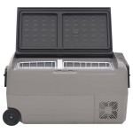 vidaXL Ladă frigorifică cu roată și adaptor, 36 L, negru&gri, PP & PE vidaXL Ladă frigorifică cu roată și adaptor, 36 L, negru&gri, PP & PE