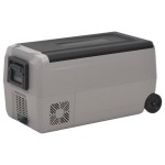 vidaXL Ladă frigorifică cu roată și adaptor, 50 L, negru&gri, PP & PE vidaXL Ladă frigorifică cu roată și adaptor, 50 L, negru&gri, PP & PE