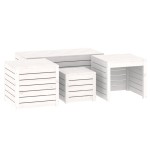 vidaXL Set cutii de grădină, 4 piese, alb, lemn masiv de pin vidaXL Set cutii de grădină, 4 piese, alb, lemn masiv de pin