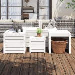 vidaXL Set cutii de grădină, 4 piese, alb, lemn masiv de pin vidaXL Set cutii de grădină, 4 piese, alb, lemn masiv de pin