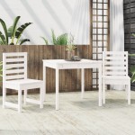 vidaXL Set bistro de grădină, 3 piese, alb, lemn masiv de pin vidaXL Set bistro de grădină, 3 piese, alb, lemn masiv de pin