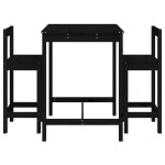 vidaXL Set bar de grădină, 3 piese, negru, lemn masiv de pin