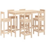 vidaXL Set bar de grădină, 7 piese, lemn masiv de pin