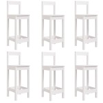 vidaXL Set bar de grădină, 7 piese, alb, lemn masiv de pin