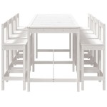 vidaXL Set bar de grădină, 9 piese, alb, lemn masiv de pin