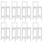vidaXL Set bar de grădină, 9 piese, alb, lemn masiv de pin