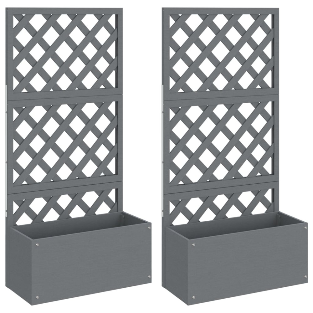 vidaXL Jardiniere cu spalier, 2 buc., gri, 65x33x135 cm, WPC