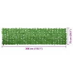 vidaXL Paravan de balcon, frunze verzi, 300x75 cm