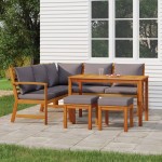vidaXL Set mobilier grădină cu perne, 6 piese, lemn masiv acacia vidaXL Set mobilier grădină cu perne, 6 piese, lemn masiv acacia
