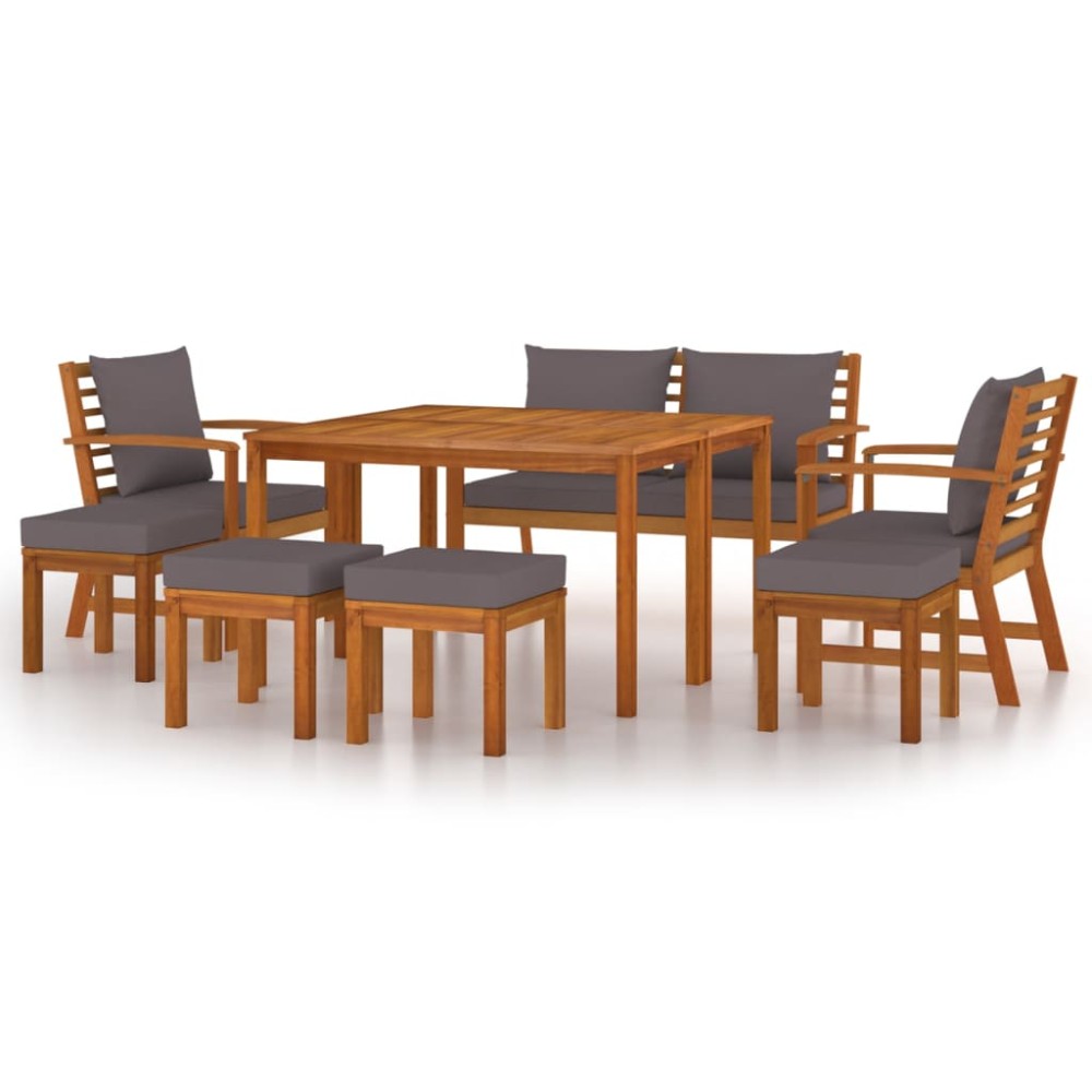 vidaXL Set mobilier de grădină cu perne, 9 piese, lemn masiv de acacia