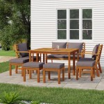vidaXL Set mobilier de grădină cu perne, 9 piese, lemn masiv de acacia vidaXL Set mobilier de grădină cu perne, 9 piese, lemn masiv de acacia