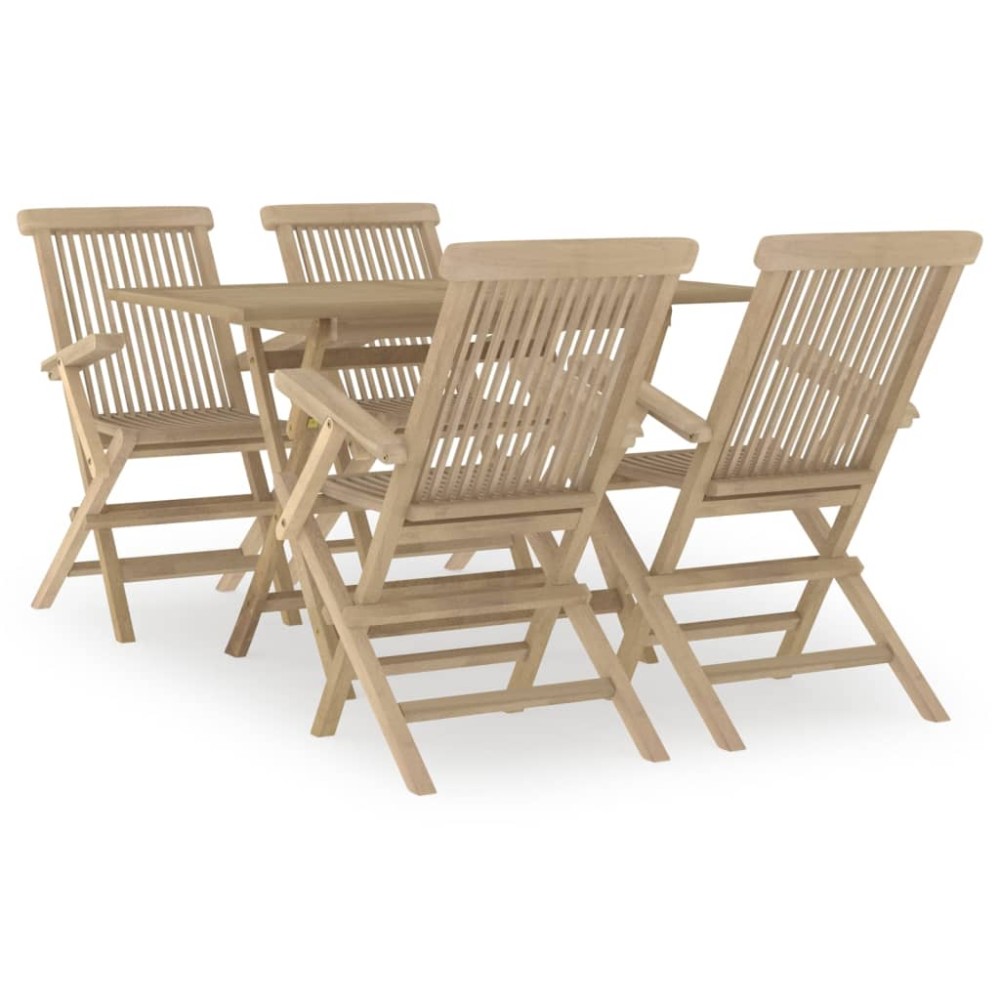 vidaXL Set mobilier de grădină, 5 piese, gri, lemn masiv de tec