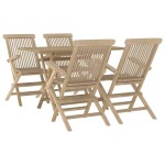vidaXL Set mobilier de grădină, 5 piese, gri, lemn masiv de tec vidaXL Set mobilier de grădină, 5 piese, gri, lemn masiv de tec